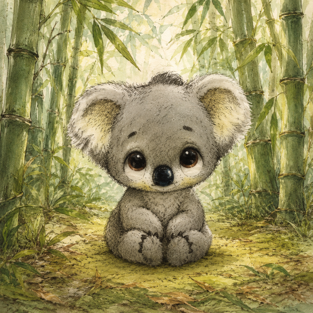 Kobumi sitting sweetly in a bamboo forest